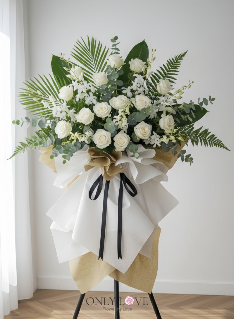 C29 Condolence Sympathy Flower Wooden Stand