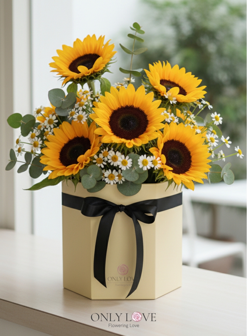 BB117 Sunflowers Chamomile Flower Bloom Box