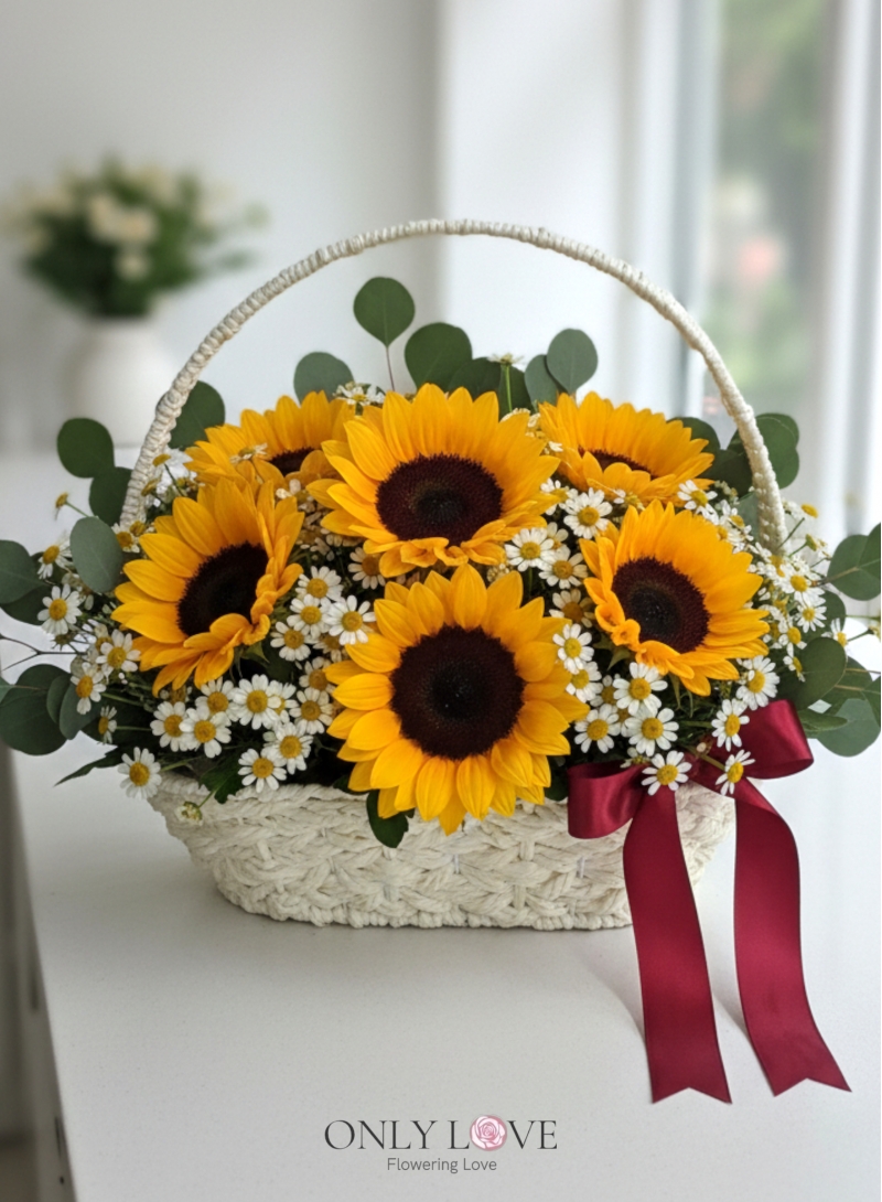 B61 Sunflower Chamomile Flower Basket