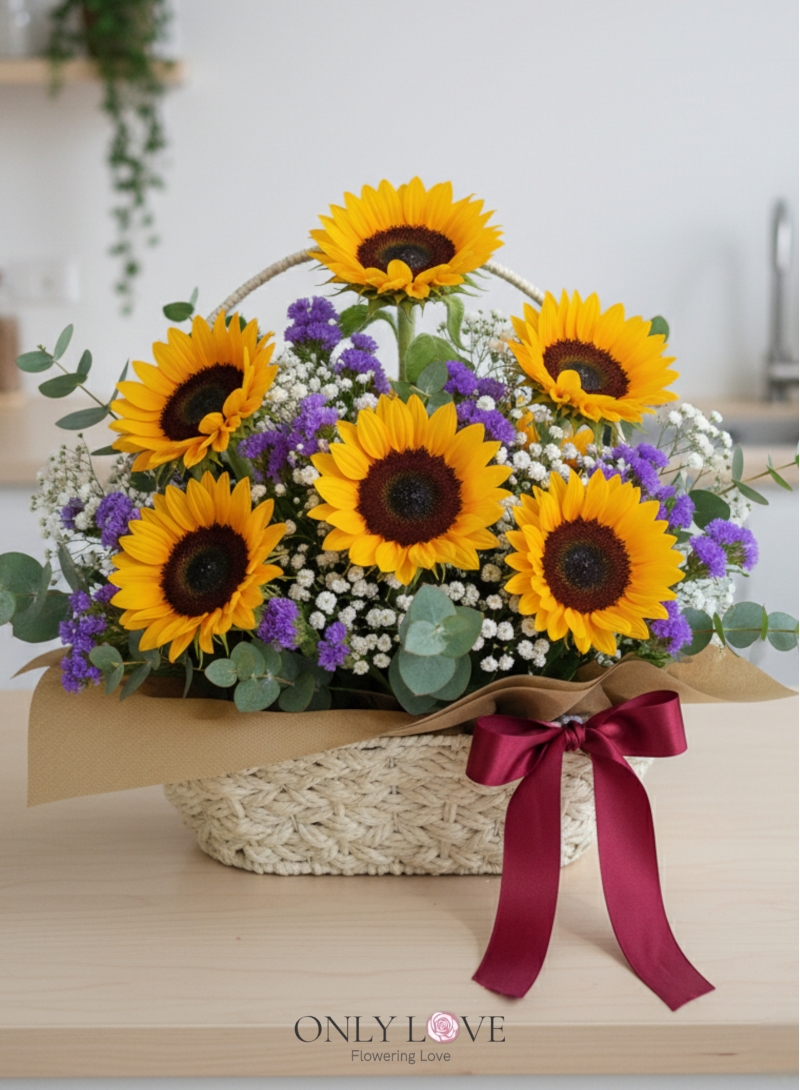 B62 Sunflower Flower Basket
