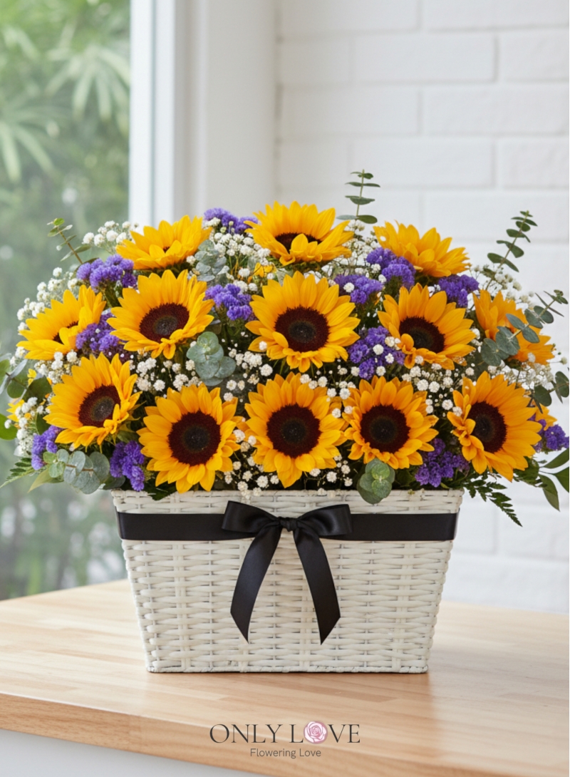 B64 Sunflower Flower Basket