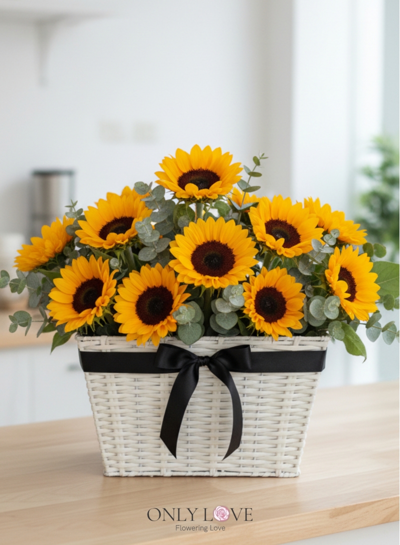 B65 Sunflower Flower Basket