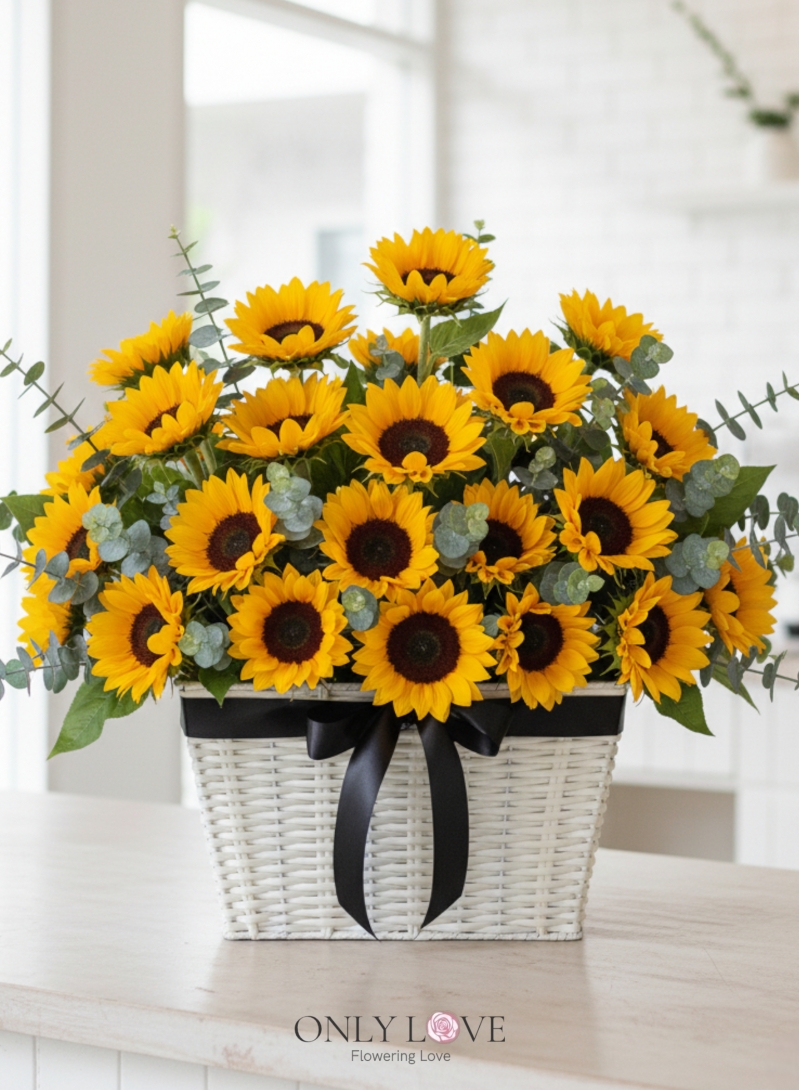 B66 Sunflower Flower Basket