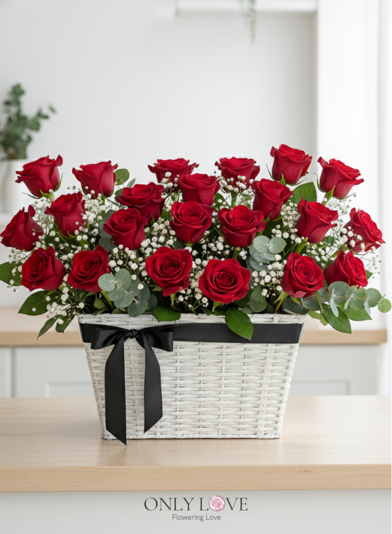 B70 Roses Flower Basket