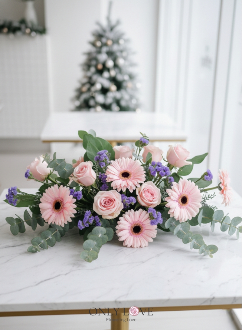 TC003 Mixed Rose Gerbera Table Centerpiece Flowers