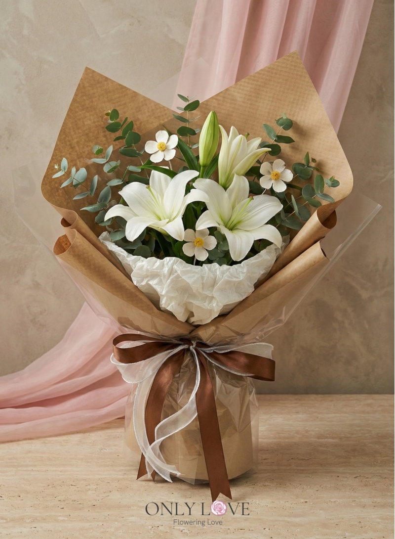 A20 Enchanted Blush Lilies Bouquet (M)