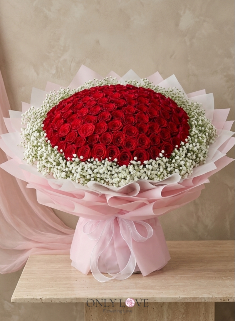 VT038 Enchanted Blush 99 Imported Roses Bouquet