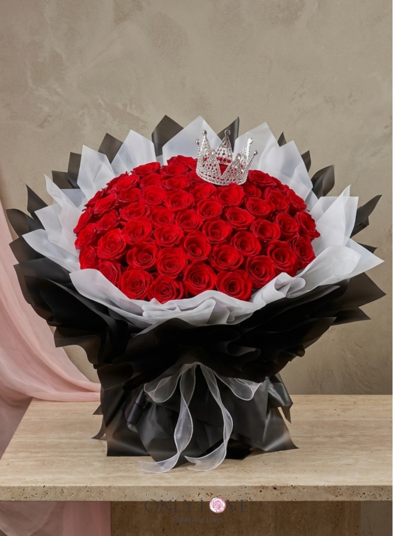 VT040 Enchanted Blush 50 or 99 Imported Roses Bouquet