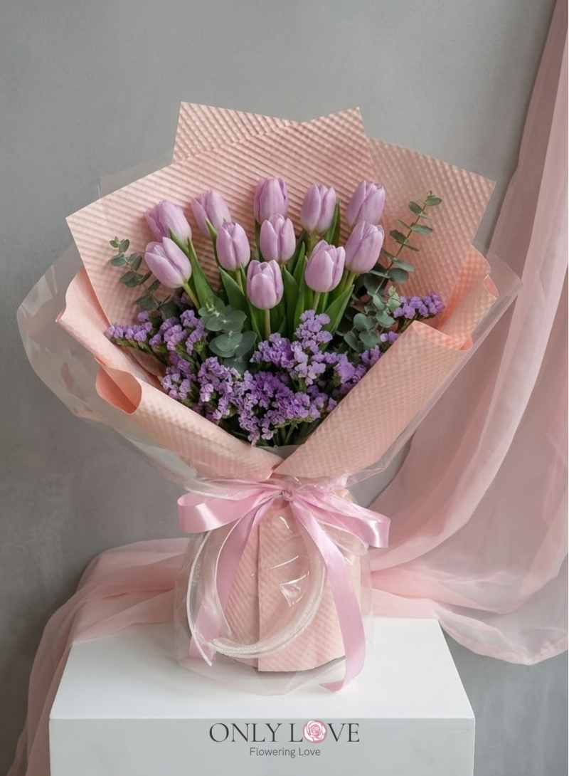 VT049 Enchanted Blush Tulip Bouquet