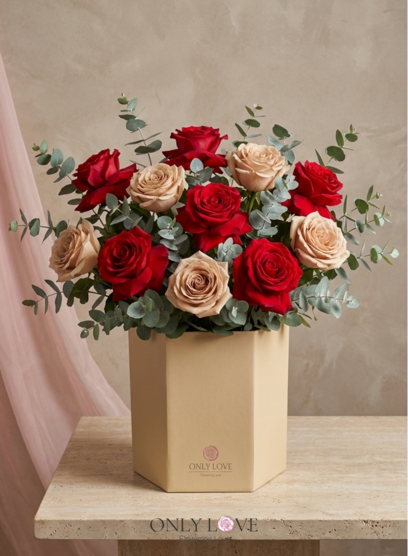 VT057 Enchanted Blush Roses Bloom Box