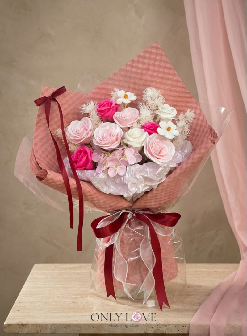 SF15 Enchanted Blush Artificial Soap Roses (M)