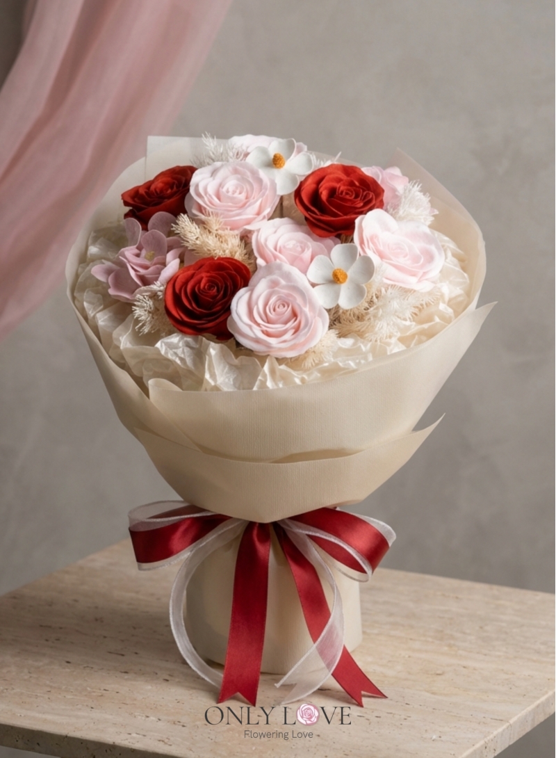 SF18 Enchanted Blush Artificial Soap Roses (M)