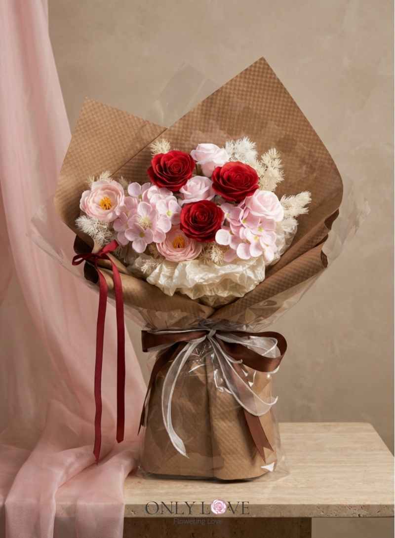 SF45 Enchanted Blush Artificial Soap Roses (M)