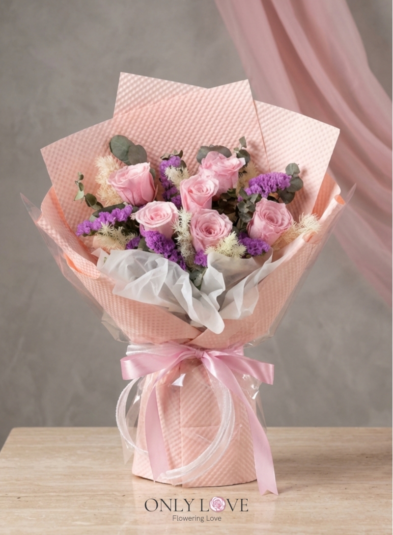 PF005 Enchanted Blush Preserved Rose Bouquet