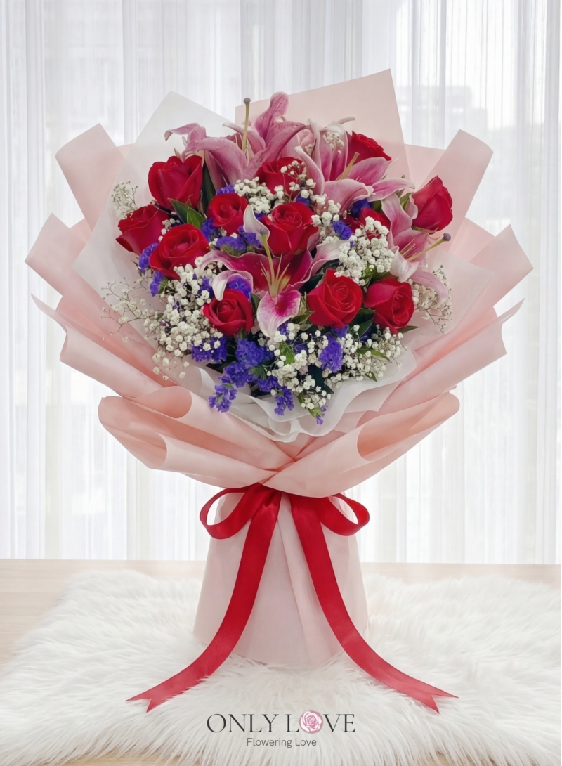 L06 Rose Lilies Bouquet