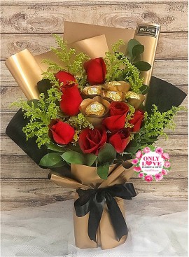 Bouquet bakul coklat ferrocher - Elissya Florist Langkawi