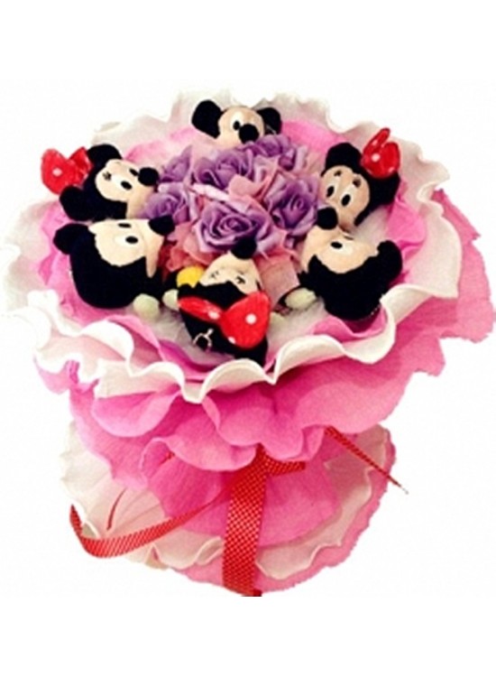 H24 Mickey & Minnie Bouquet sameday flower delivery to Malaysia Only
