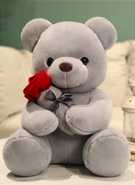 AD039 Teddy Bear with Rose 25cm(H)
