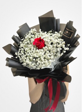 Buy Baby Breath & Roses bouquet for only $149 at Flowers to Korea