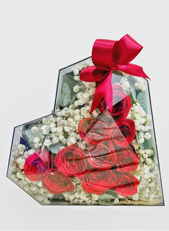 CF029 Flower Heart Shaped Acrylic Box
