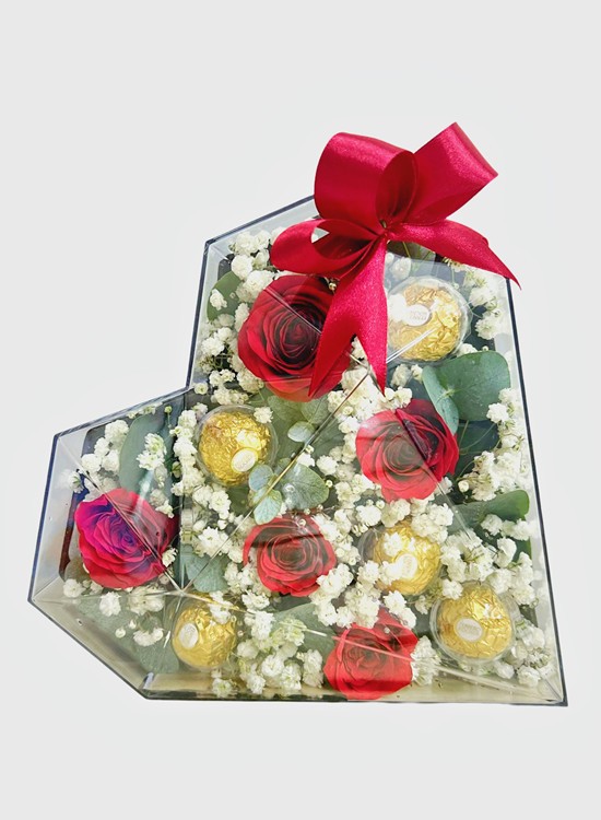 CF031 Flower Heart Shaped Acrylic Box