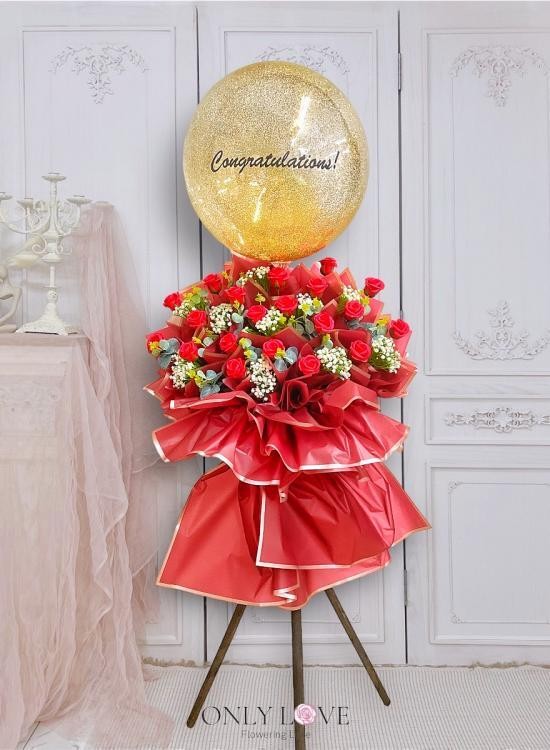 FS171 Artificial Soap Flower Wooden Stand
