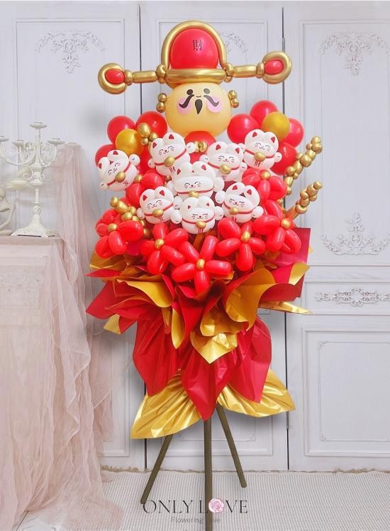 FS175 Fortune Cat & God Balloon Flower Stand