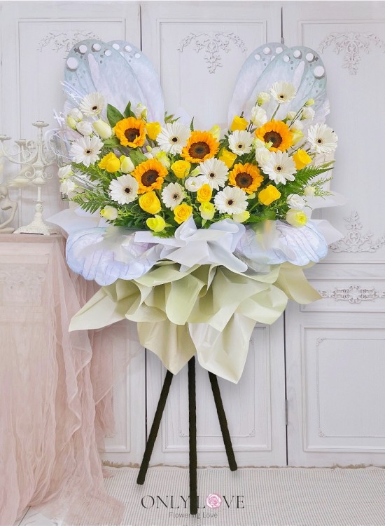 C159 Butterfly Sympathy Flower Stand sameday flower delivery to Kuala ...