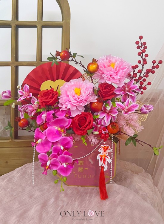 CNF028 Artificial Flowers Fortune Box