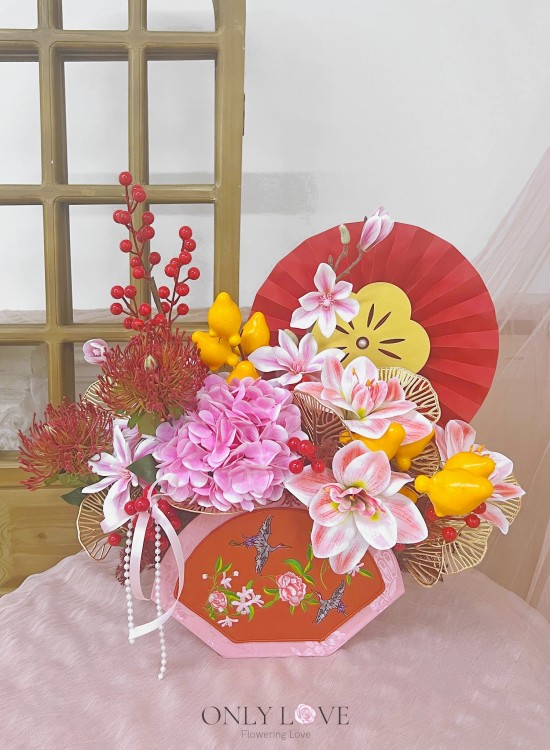 CNF030 Artificial Flowers Fortune Box