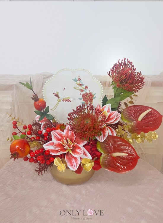 CNF033 Artificial Flowers Fortune Box