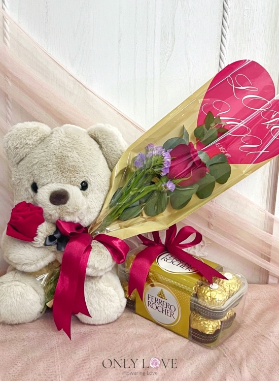 L180 Rose Teddy Bundle