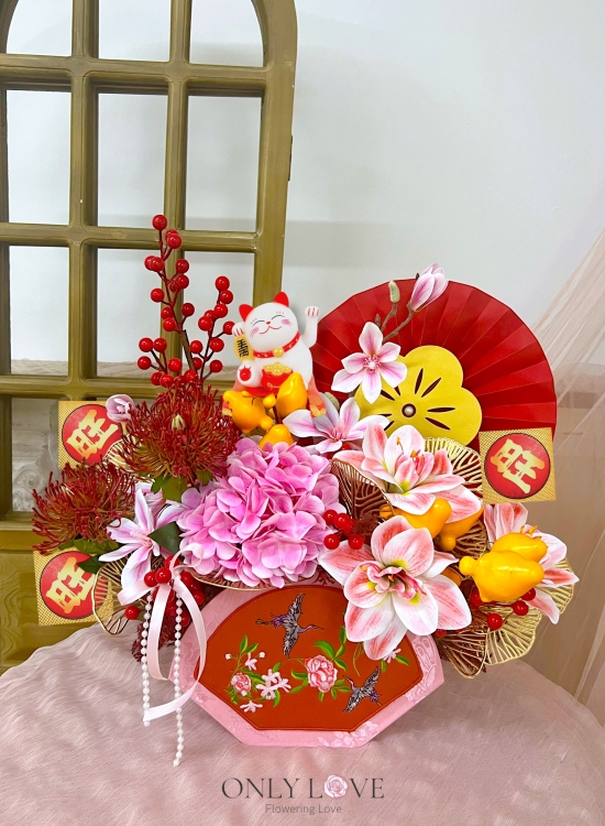 CNF030 Artificial Flowers Fortune Box