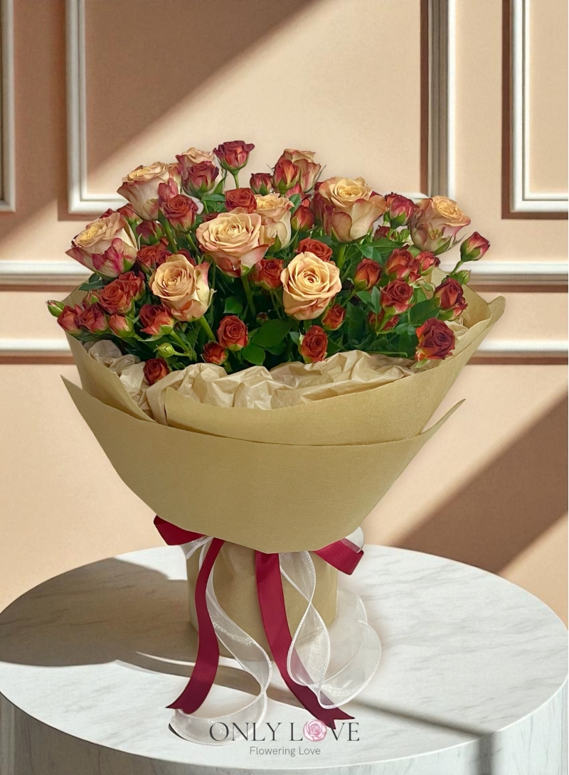 AB07 Classic Bloom Rose Bouquet (Cappuccino)