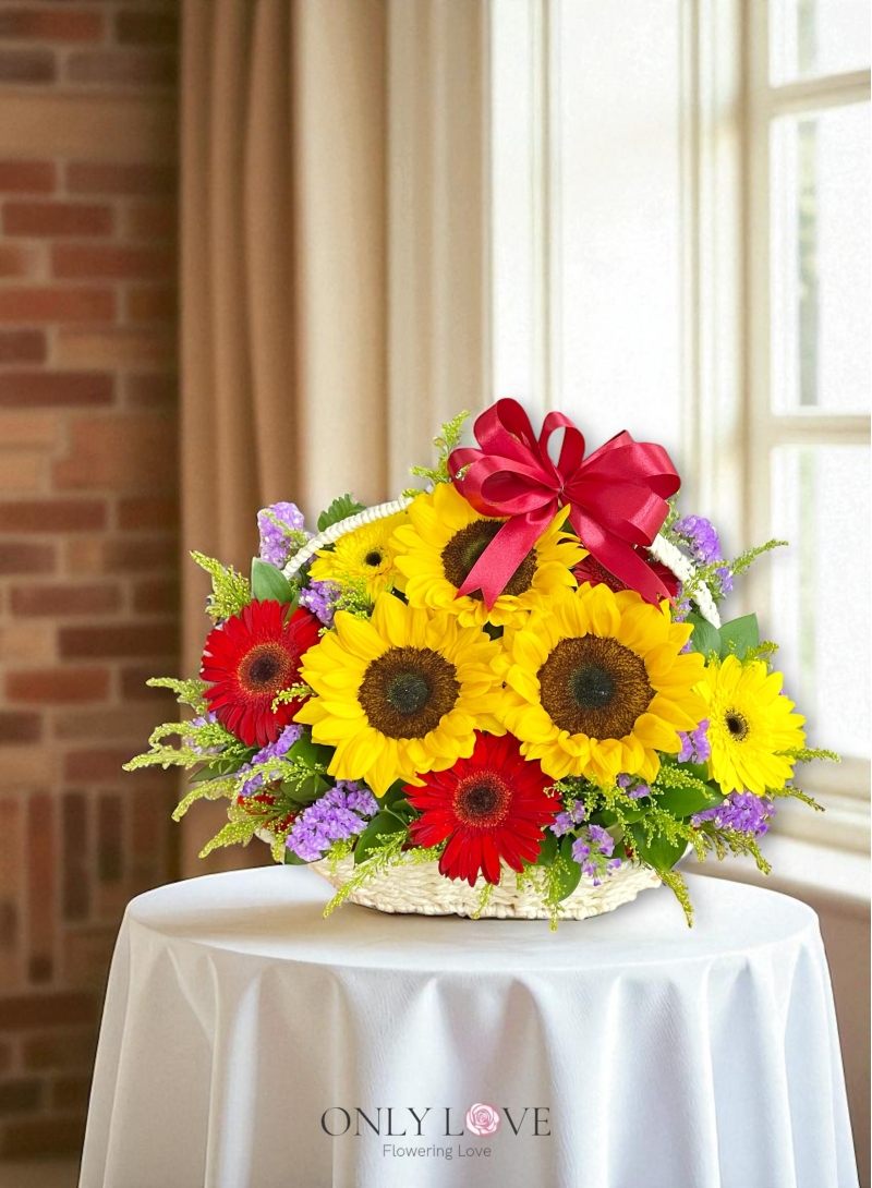 B23 Sunflower Flower Basket