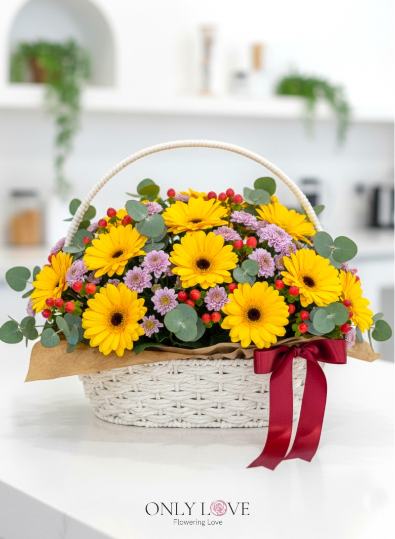 B41 Gerbera Flower Basket
