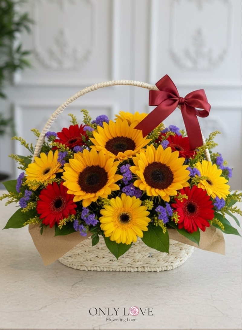 B23 Sunflower Flower Basket