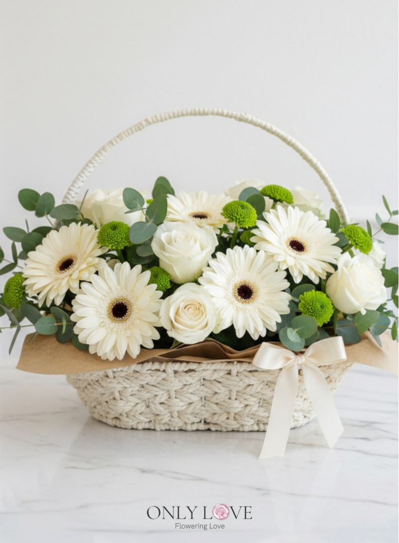 B26 Rose & Gerbera Flower Basket