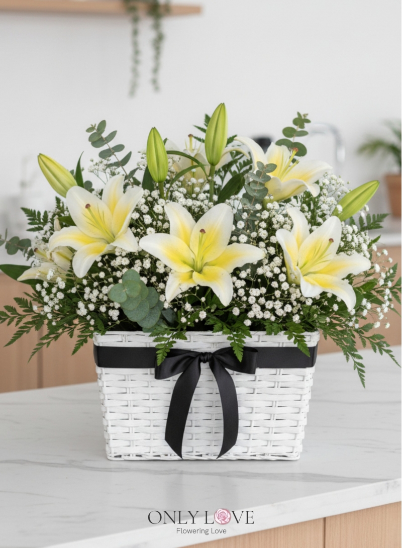 B50 Yellow Manissa Lilies Basket
