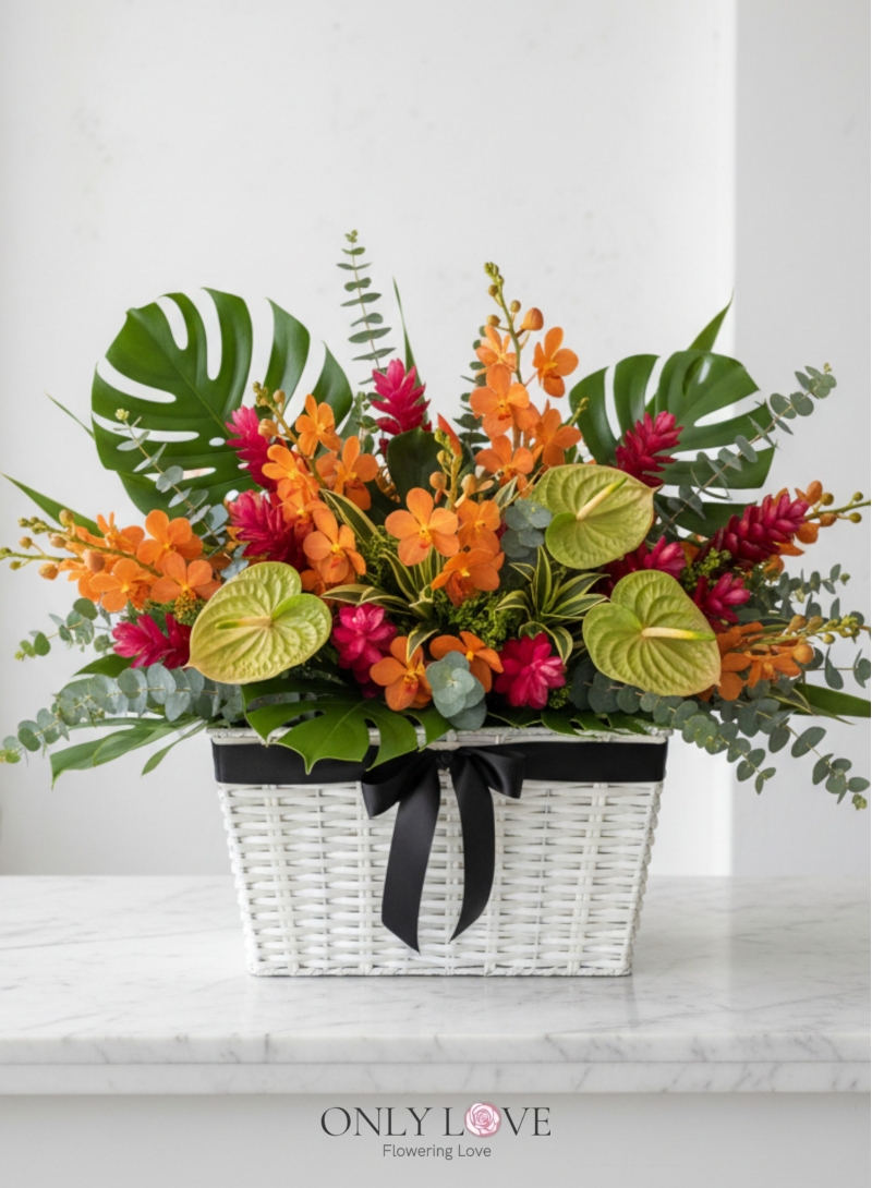 B54 Tropika Orchids Flower Basket