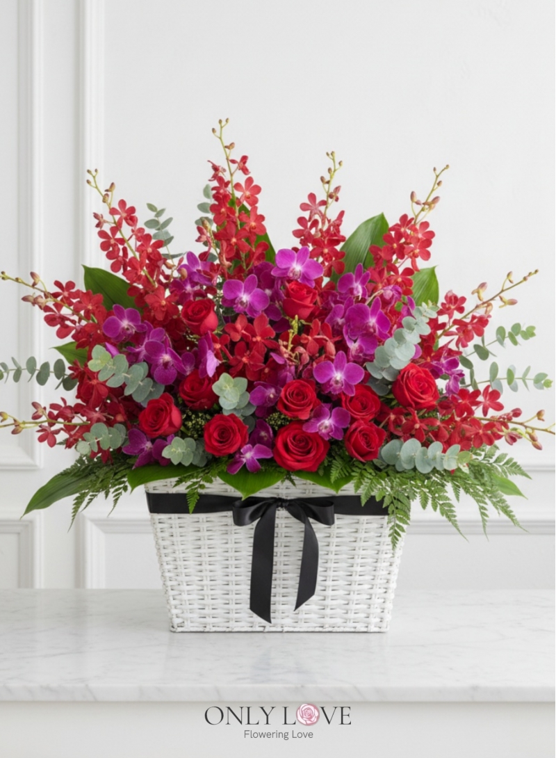 B56 Tropika Orchids Flower Basket