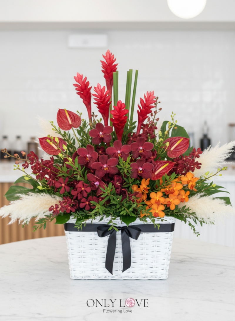 B57 Tropika Orchids Flower Basket