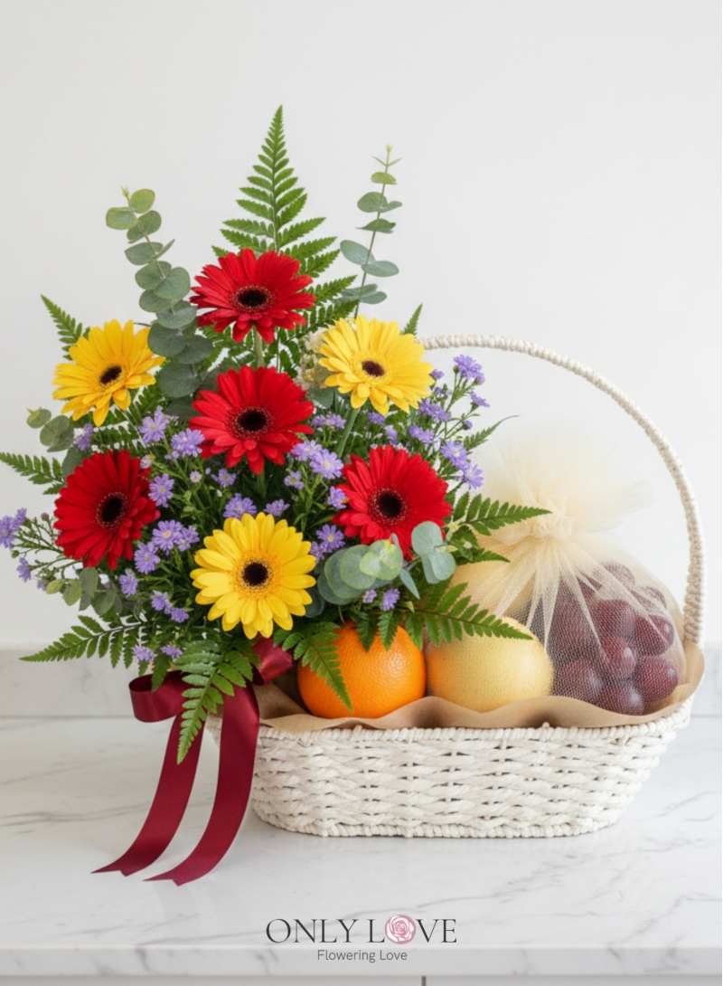 F03 Fruits & Flowers Basket