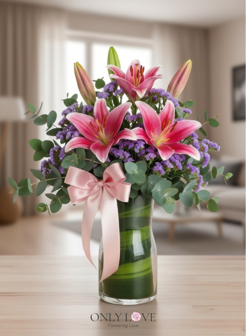 Pink Stargazer Lily in Vase