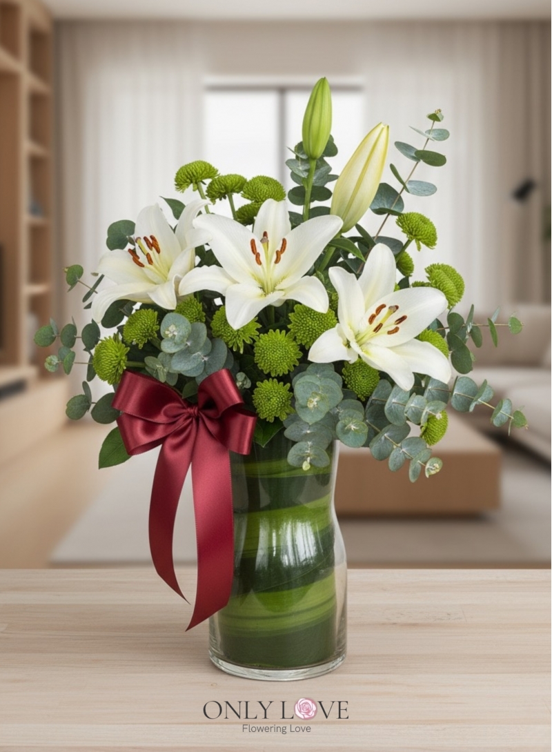 White Casablanca Lily in Vase